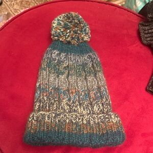 Multicolor Knit Pom-Pom Beanie